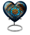 10-inch heart-shaped stained glass urn for women ashes with abstract design