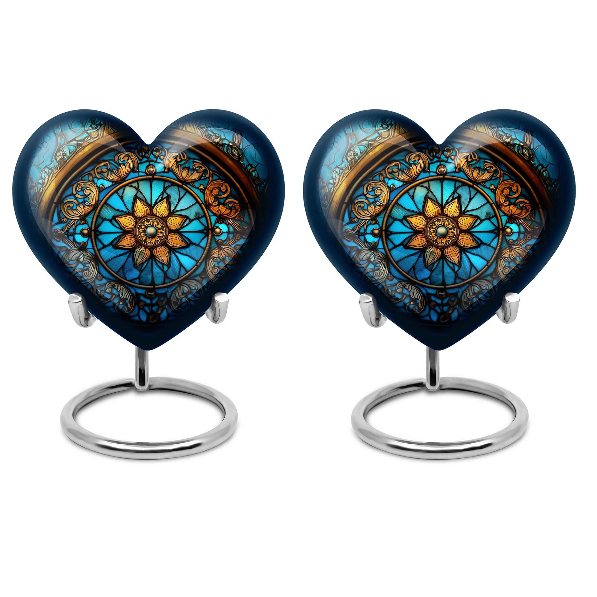 10-inch heart-shaped stained glass urn for women ashes with abstract design