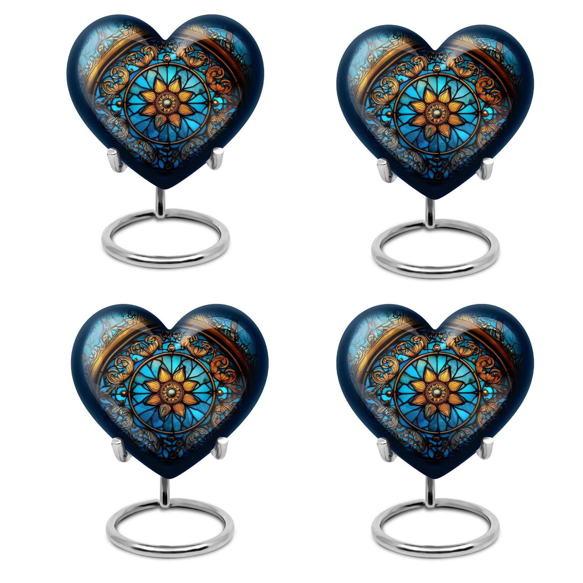 10-inch heart-shaped stained glass urn for women ashes with abstract design