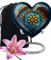 10-inch heart-shaped stained glass urn for women ashes with abstract design