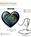 10-inch heart-shaped stained glass urn for women ashes with abstract design