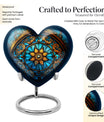 10-inch heart-shaped stained glass urn for women ashes with abstract design