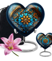 10-inch heart-shaped stained glass urn for women ashes with abstract design