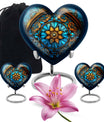 10-inch heart-shaped stained glass urn for women ashes with abstract design