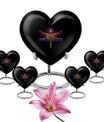 10-inch Cosmic dragonfly heart shaped aluminum cremation urn for men