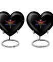 10-inch Cosmic dragonfly heart shaped aluminum cremation urn for men