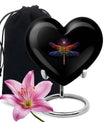 10-inch Cosmic dragonfly heart shaped aluminum cremation urn for men