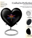 10-inch Cosmic dragonfly heart shaped aluminum cremation urn for men