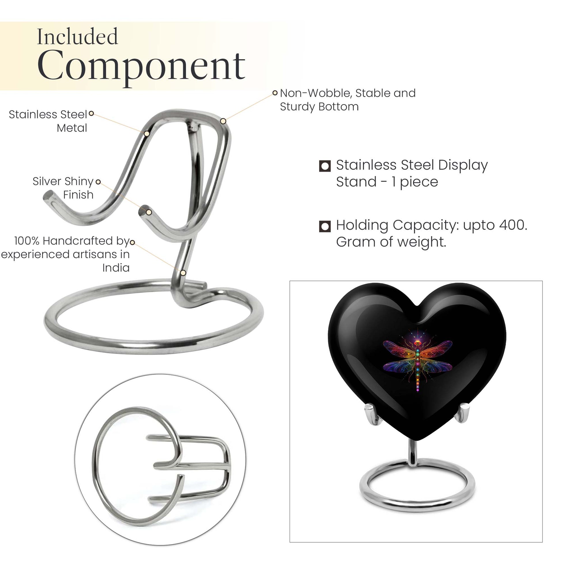 10-inch Cosmic dragonfly heart shaped aluminum cremation urn for men