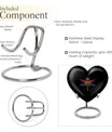 10-inch Cosmic dragonfly heart shaped aluminum cremation urn for men