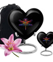 10-inch Cosmic dragonfly heart shaped aluminum cremation urn for men