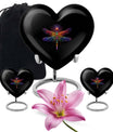 10-inch Cosmic dragonfly heart shaped aluminum cremation urn for men