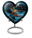 10-inch Cosmic Dragonfly Heart Urn for burial, crafted from aluminium