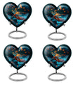 10-inch Cosmic Dragonfly Heart Urn for burial, crafted from aluminium