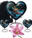 10-inch Cosmic Dragonfly Heart Urn for burial, crafted from aluminium