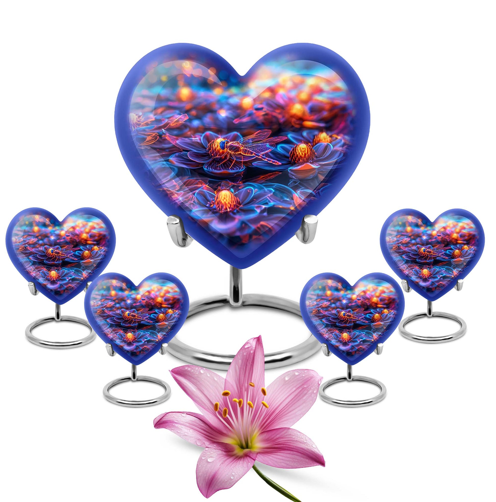 Cosmic Dragonfly Heart Urn