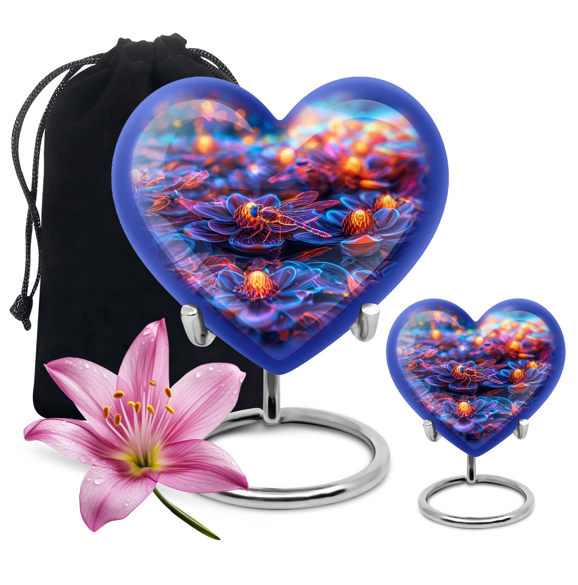 Cosmic Dragonfly Heart Urn