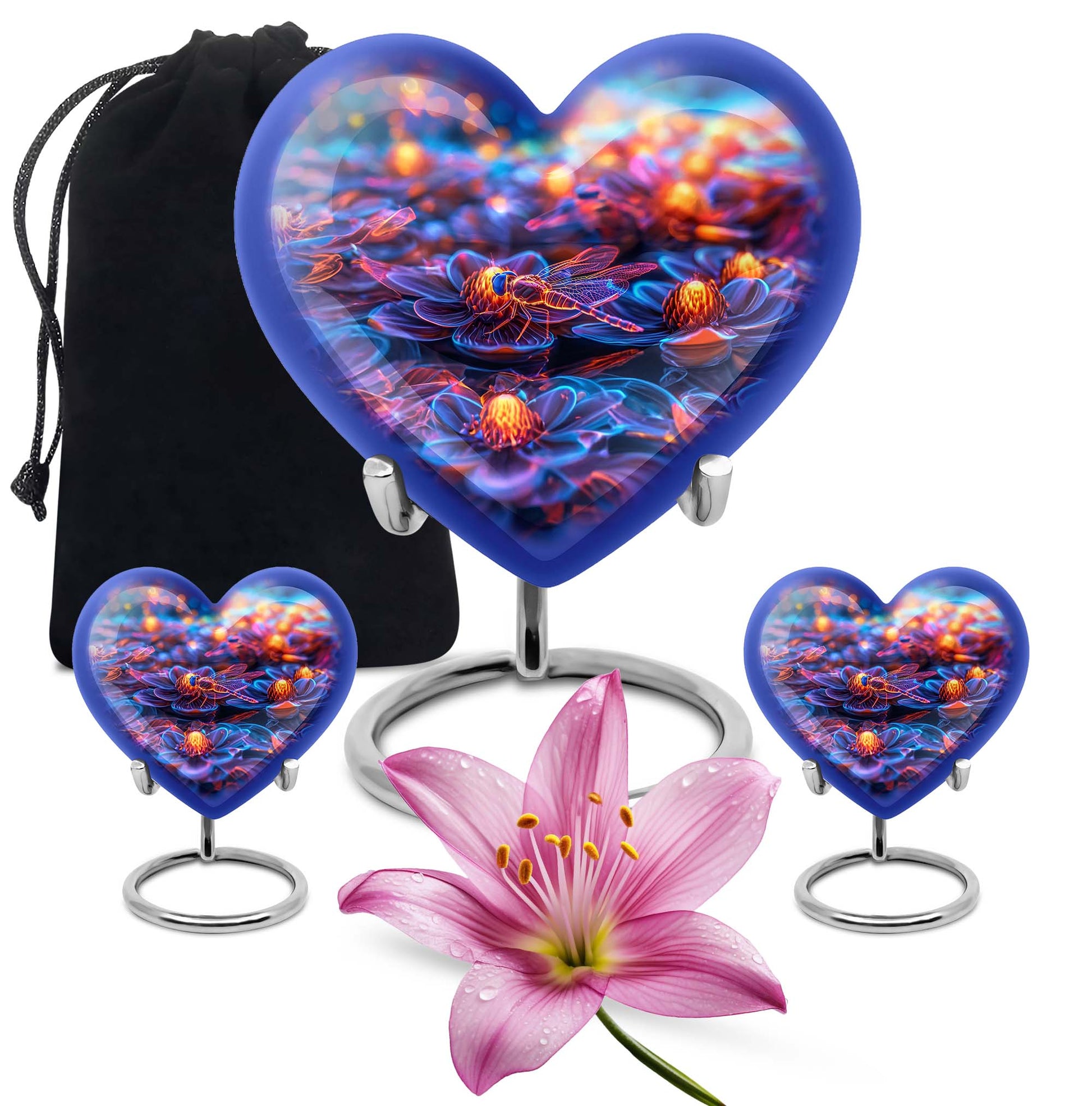 Cosmic Dragonfly Heart Urn