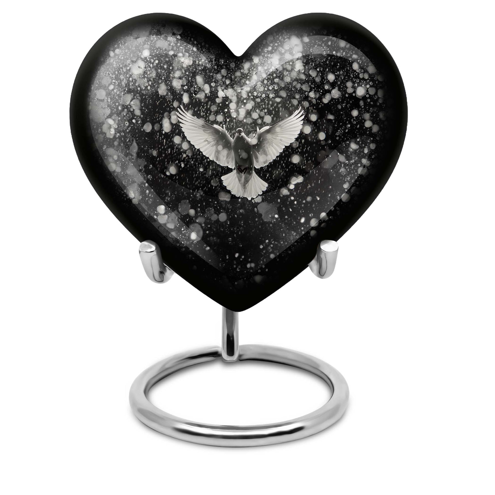 10 inch abstract heart-shaped aluminium dove urn for adult ashes, customizable