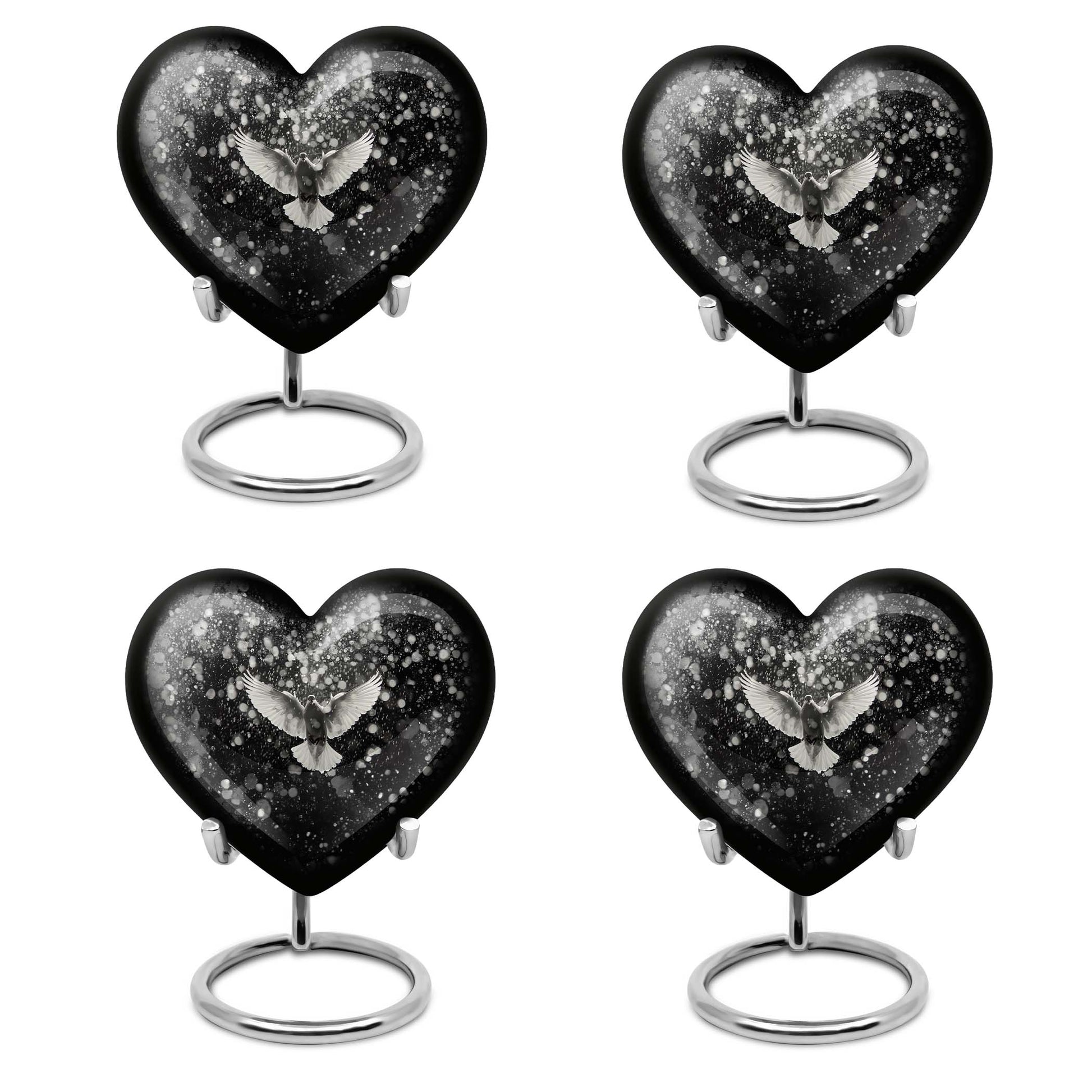 10 inch abstract heart-shaped aluminium dove urn for adult ashes, customizable