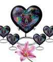 bear urn in purple meadow theme.