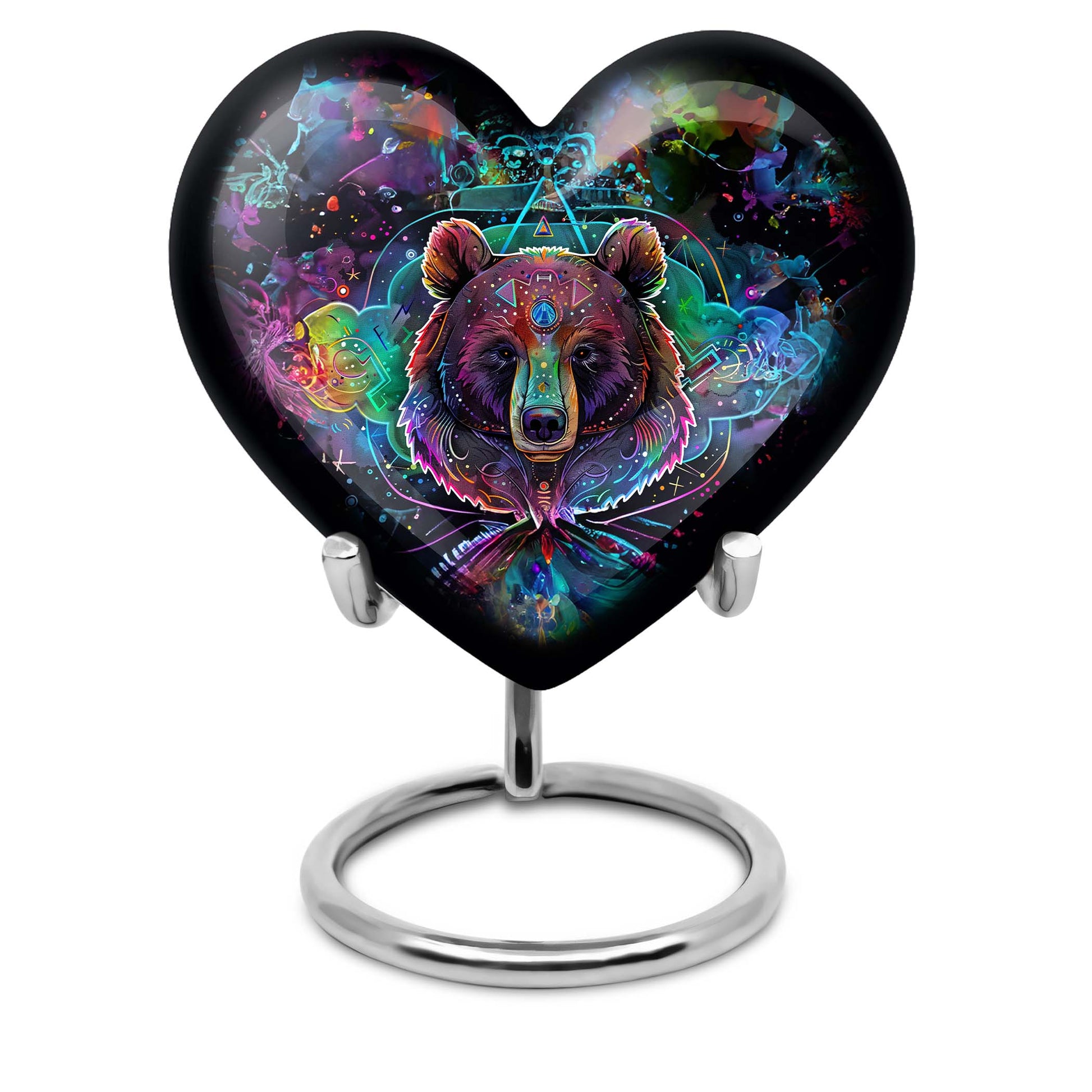 bear urn in purple meadow theme.