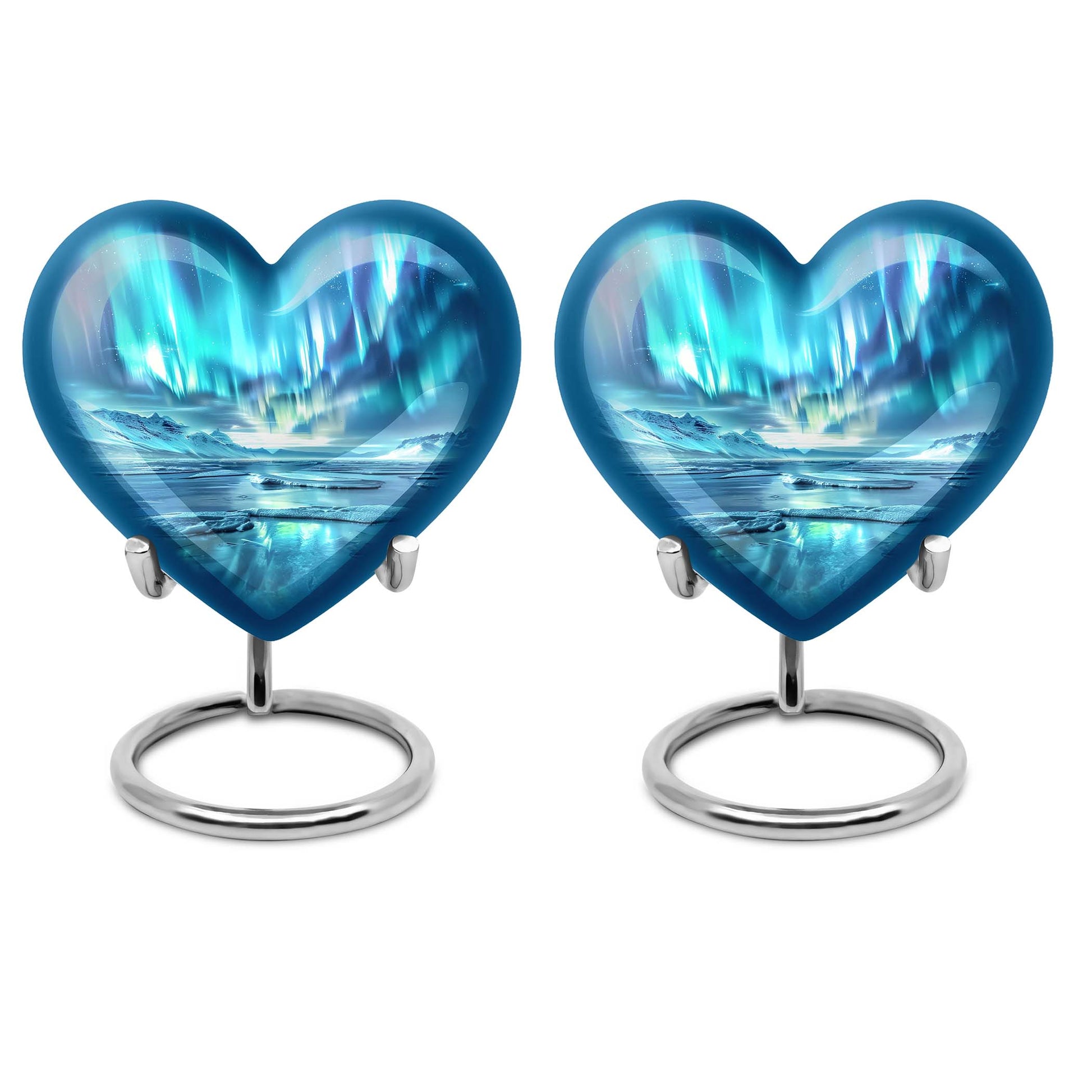 heart-shaped northern lights urn