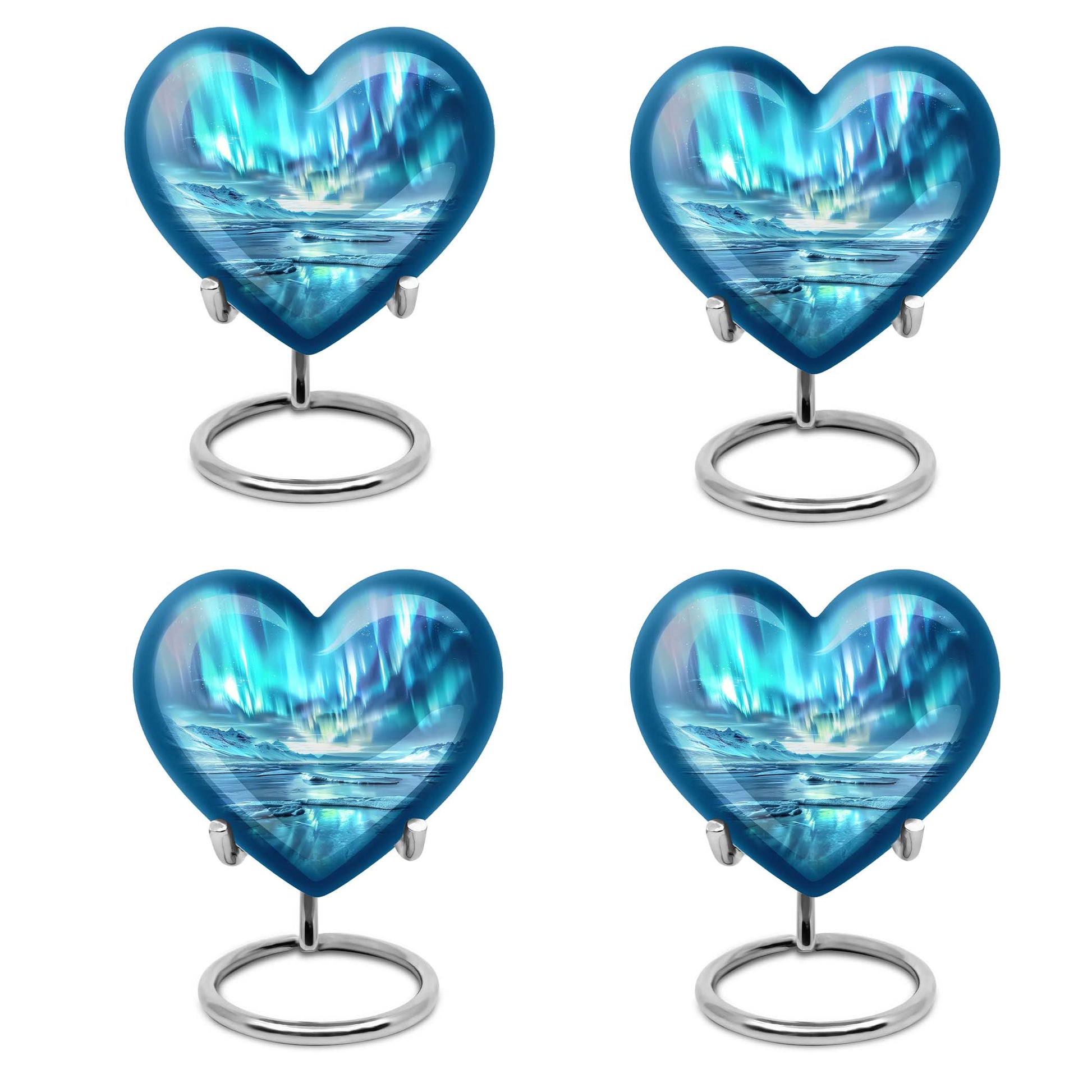 heart-shaped northern lights urn