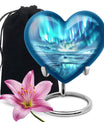 heart-shaped northern lights urn