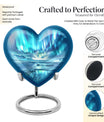 heart-shaped northern lights urn