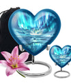 heart-shaped northern lights urn