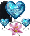 heart-shaped northern lights urn