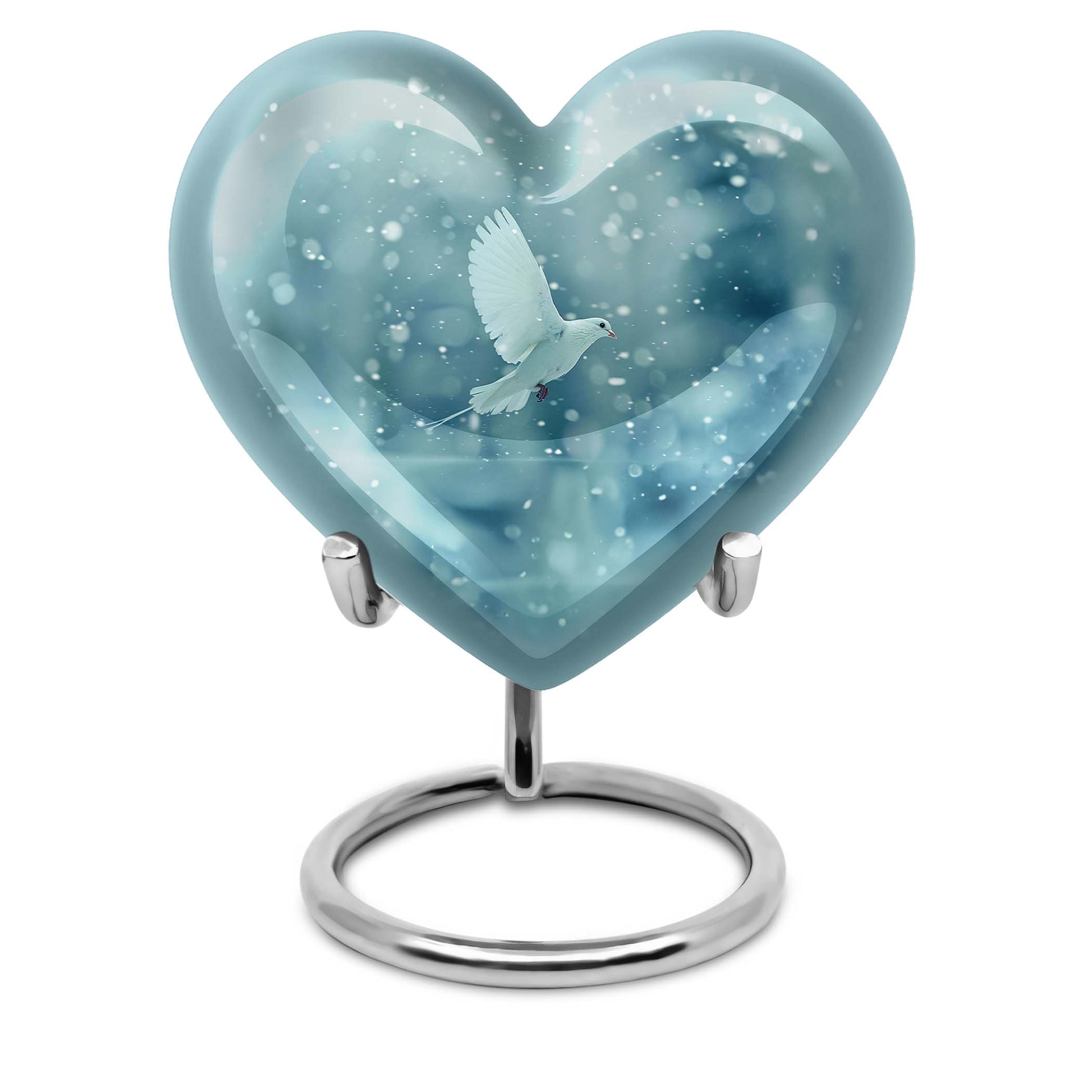 dove-designed heart urn