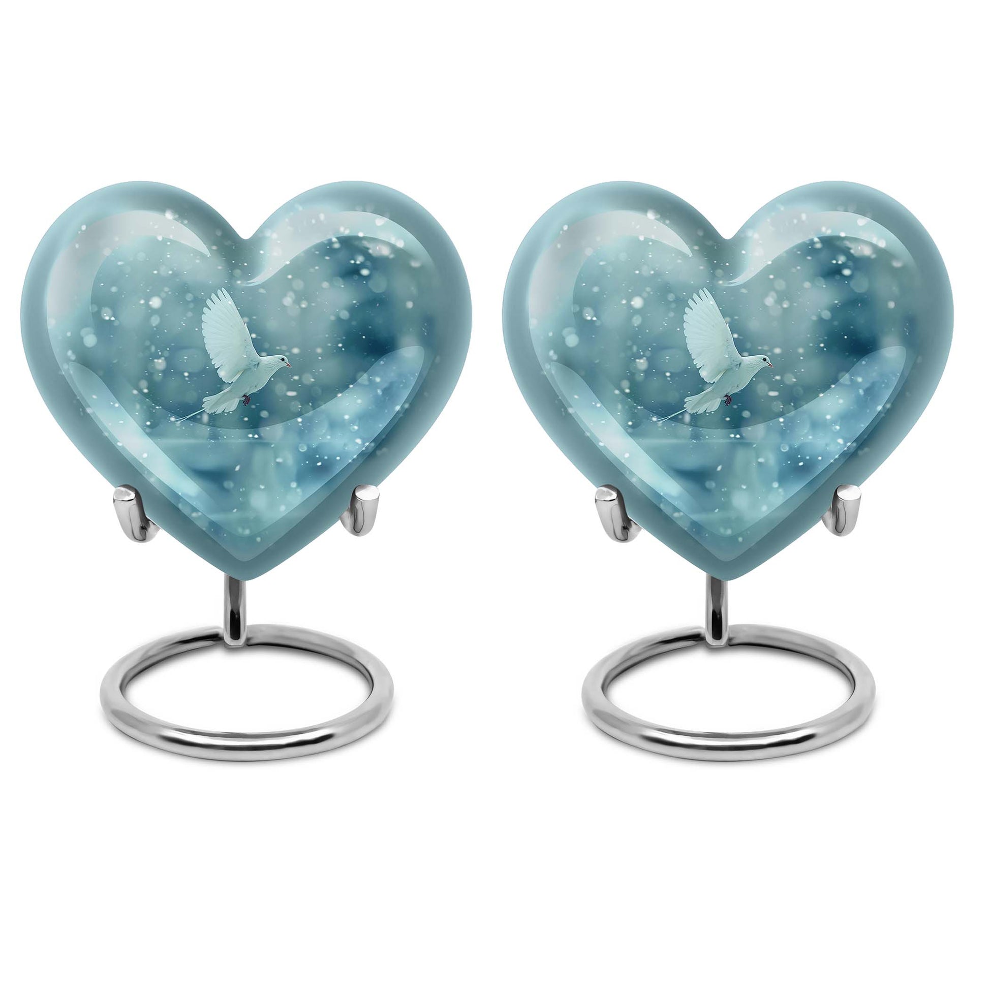 dove-designed heart urn