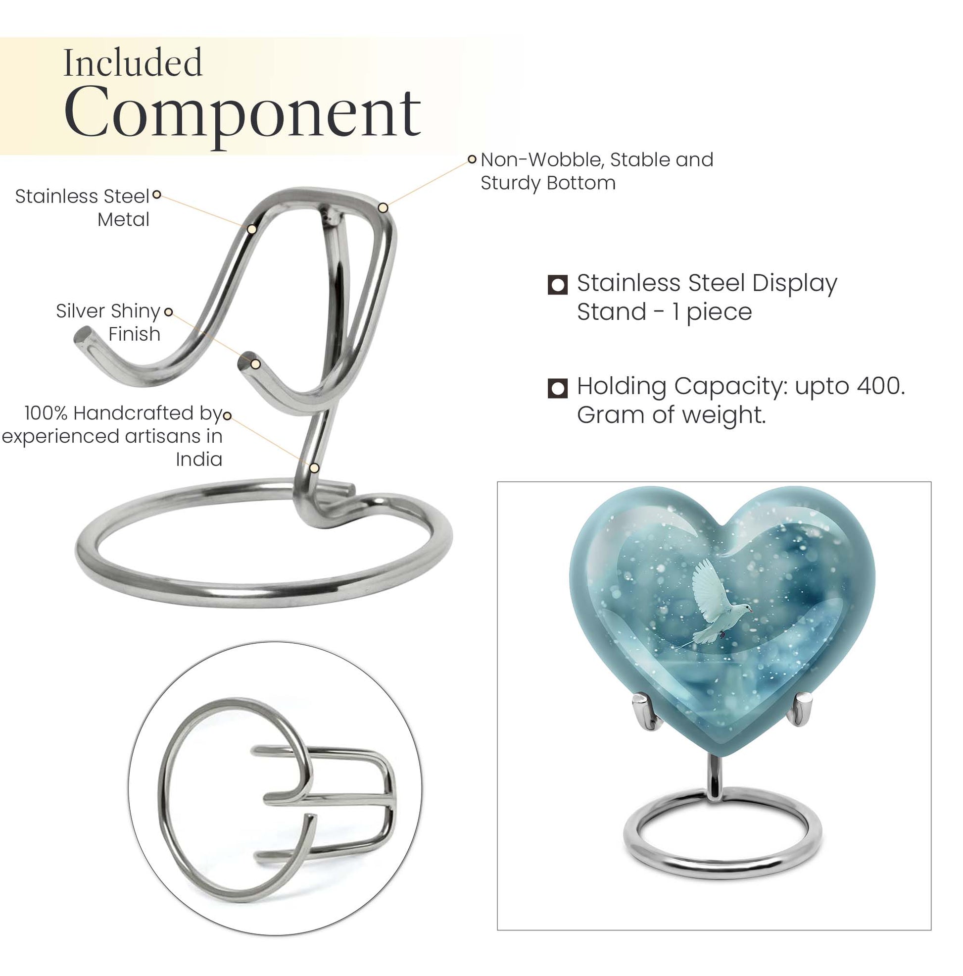 dove-designed heart urn