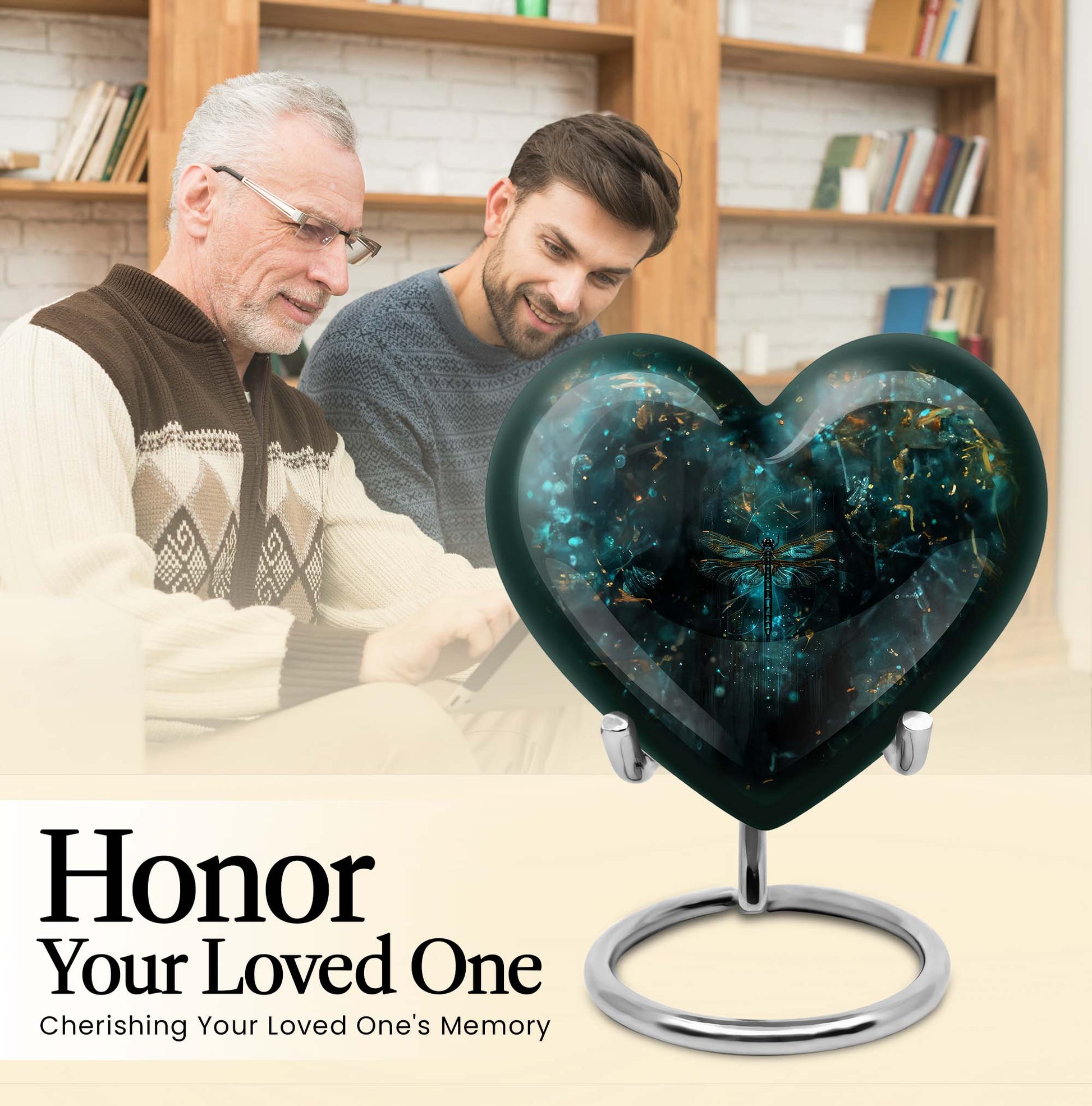 DRAGONFLY urn, heart-shaped