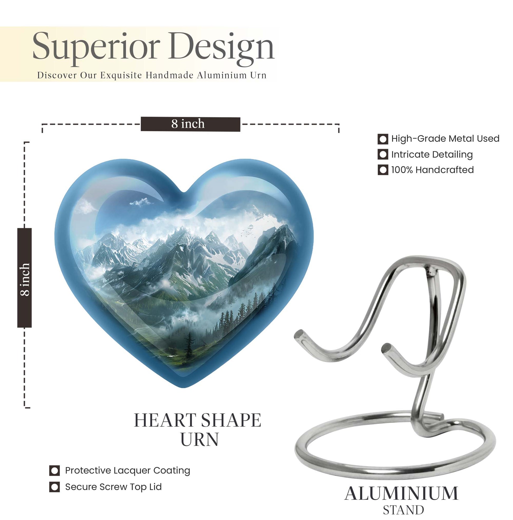  MOUNTAINS Heart Urn 