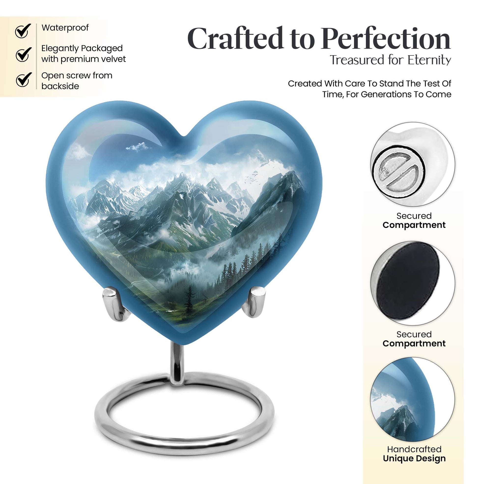  MOUNTAINS Heart Urn 