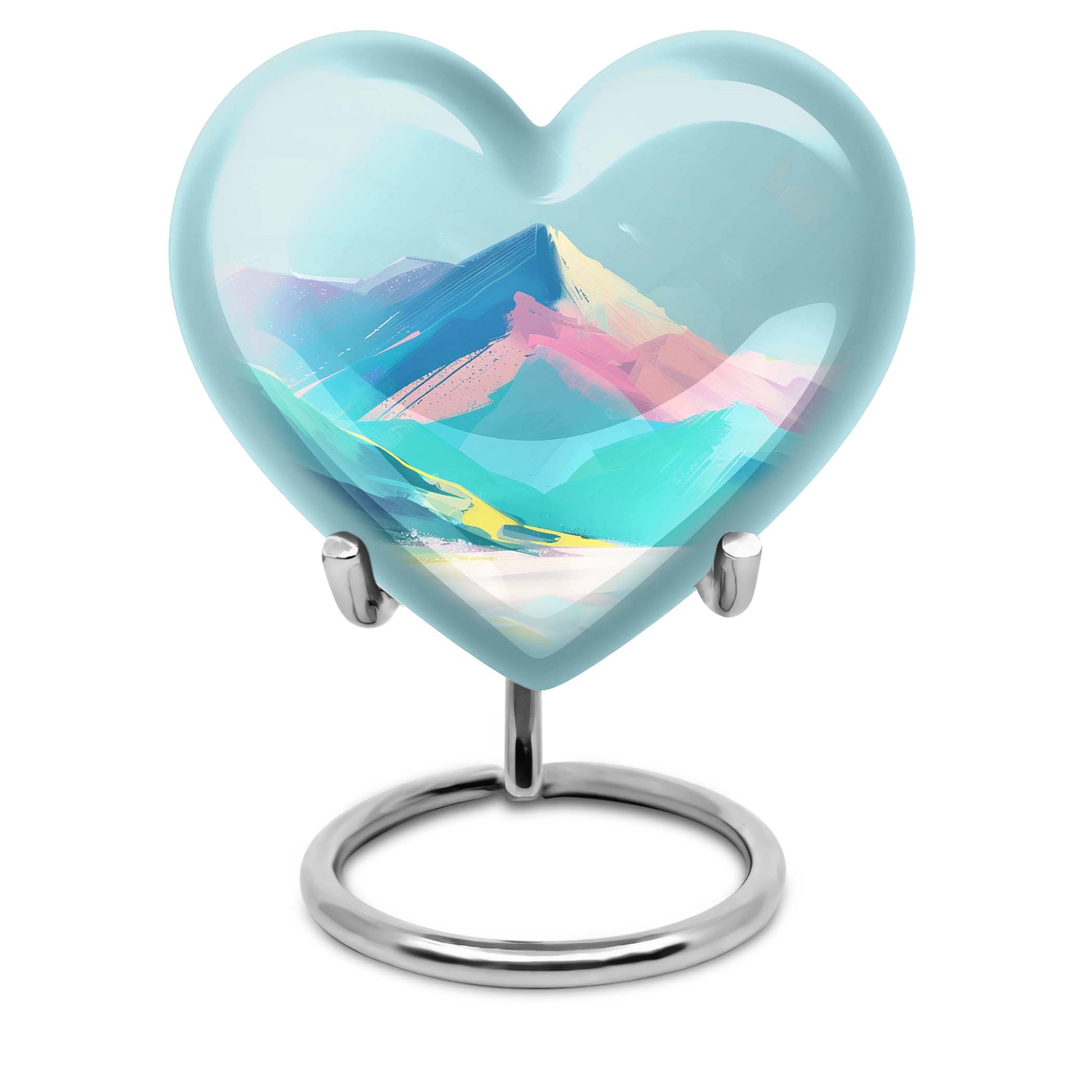 10-inch large MOUNTAINS heart burial urn in Purple