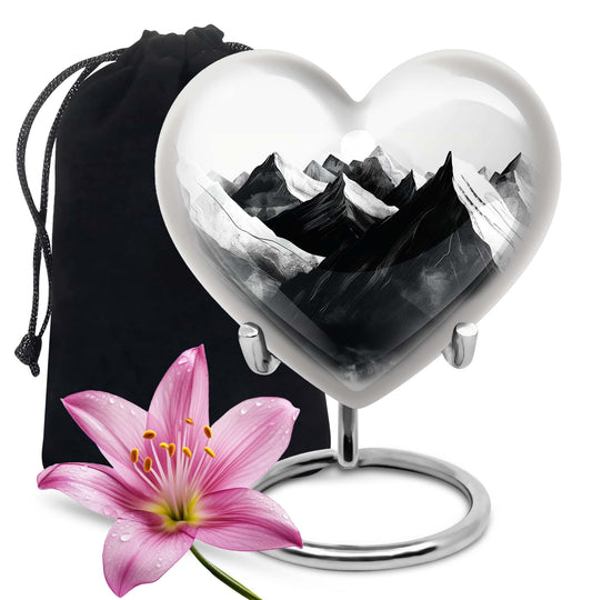 MOUNTAINS Heart Designed Medium Memorial Urn