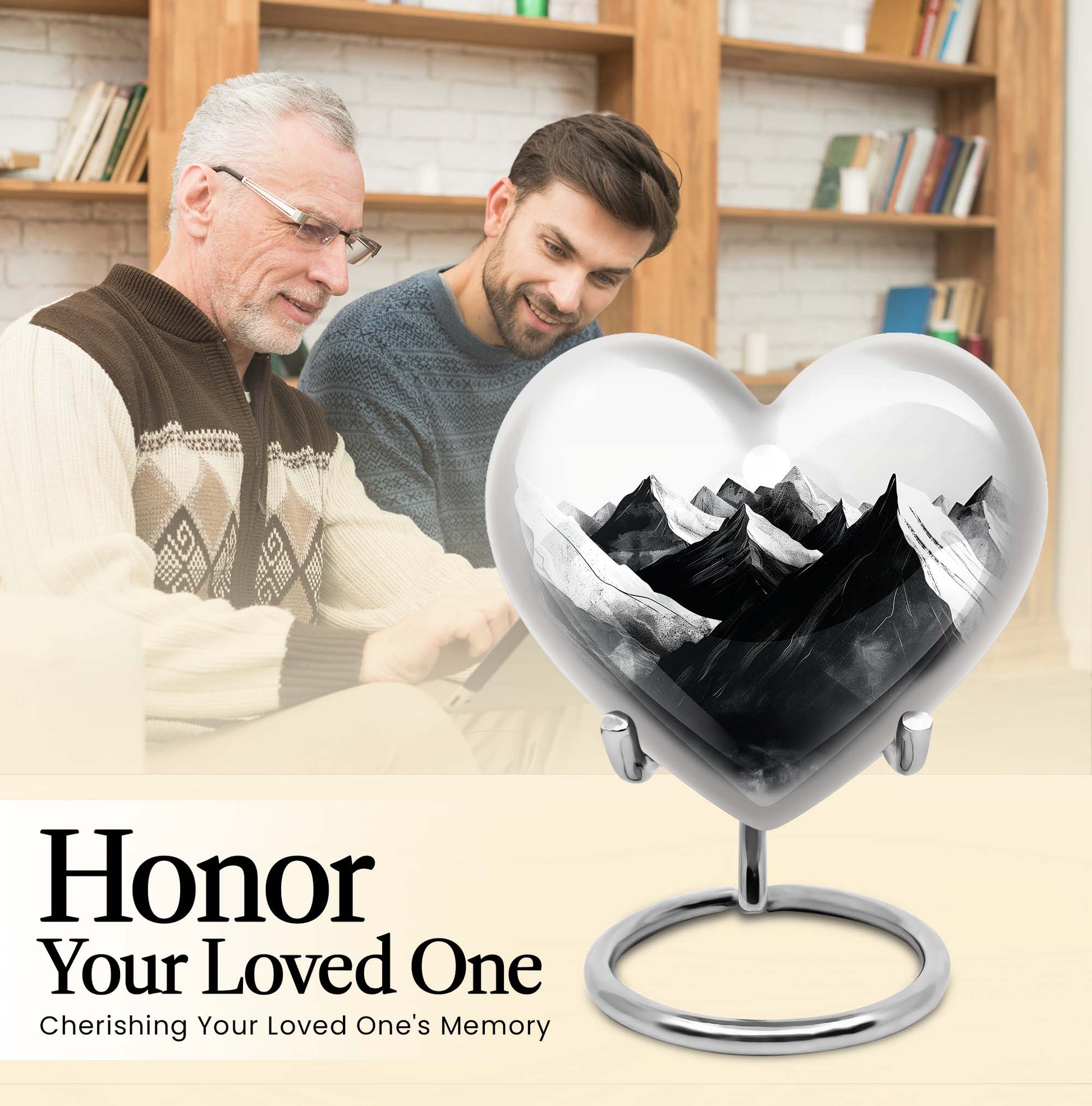 MOUNTAINS Heart Designed Medium Memorial Urn