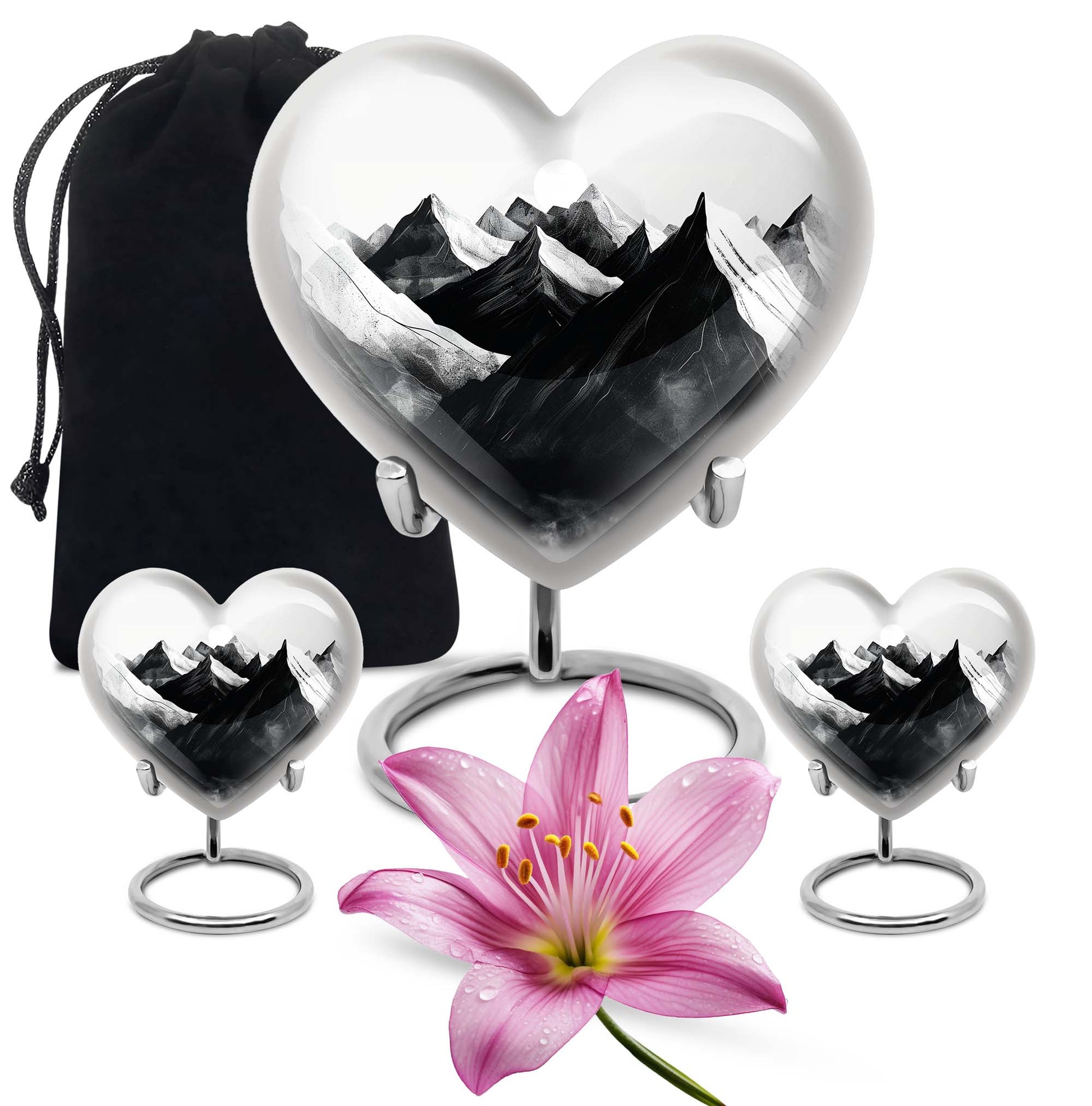 MOUNTAINS Heart Designed Medium Memorial Urn