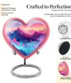 10-inch MOUNTAINS Heart Urn for burial ashes in Purple Meadow theme