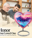 10-inch MOUNTAINS Heart Urn for burial ashes in Purple Meadow theme