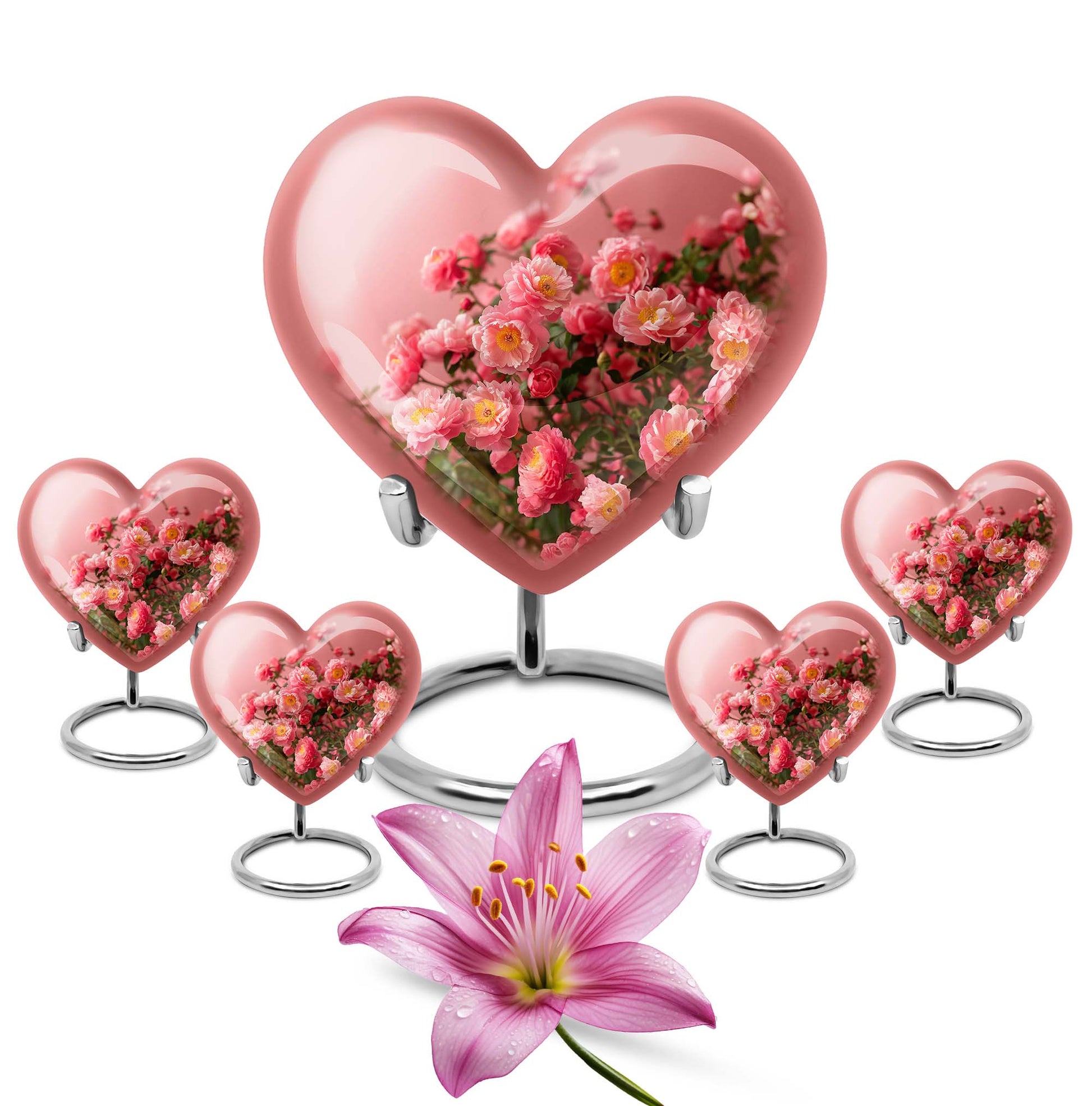 Heart shaped flower Urn for human ashes