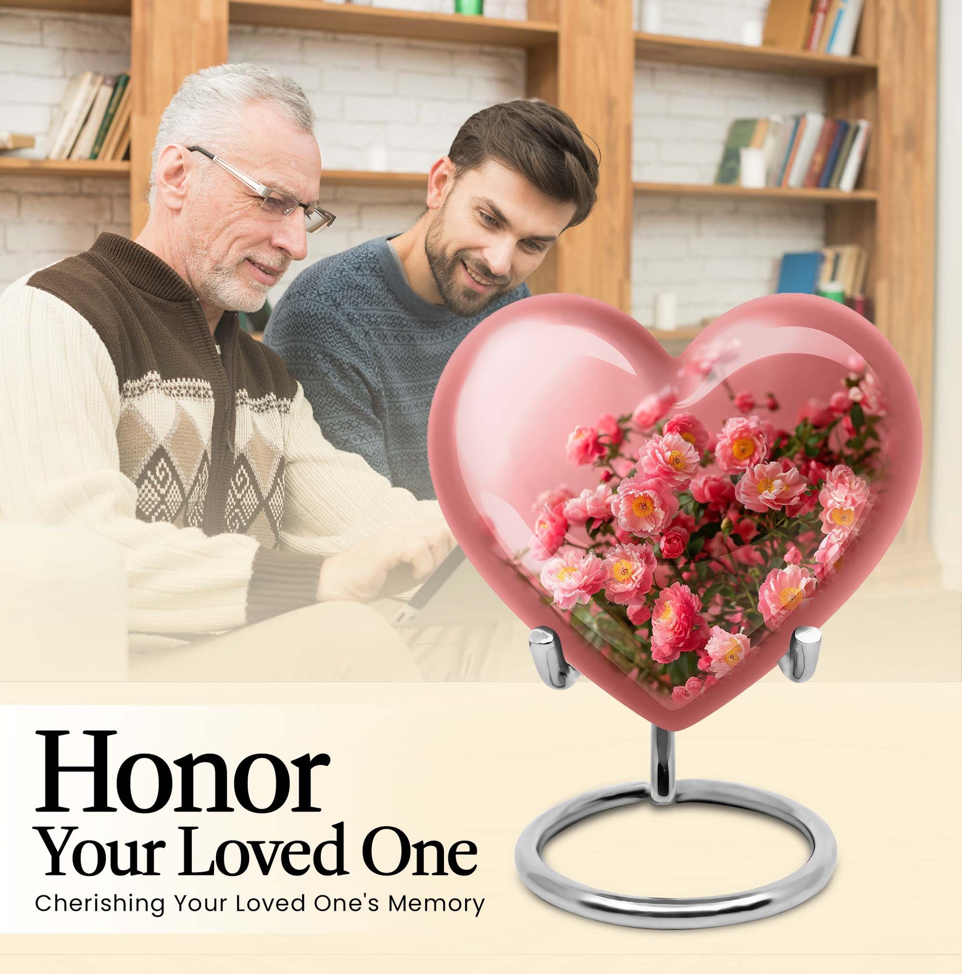 Heart shaped flower Urn for human ashes