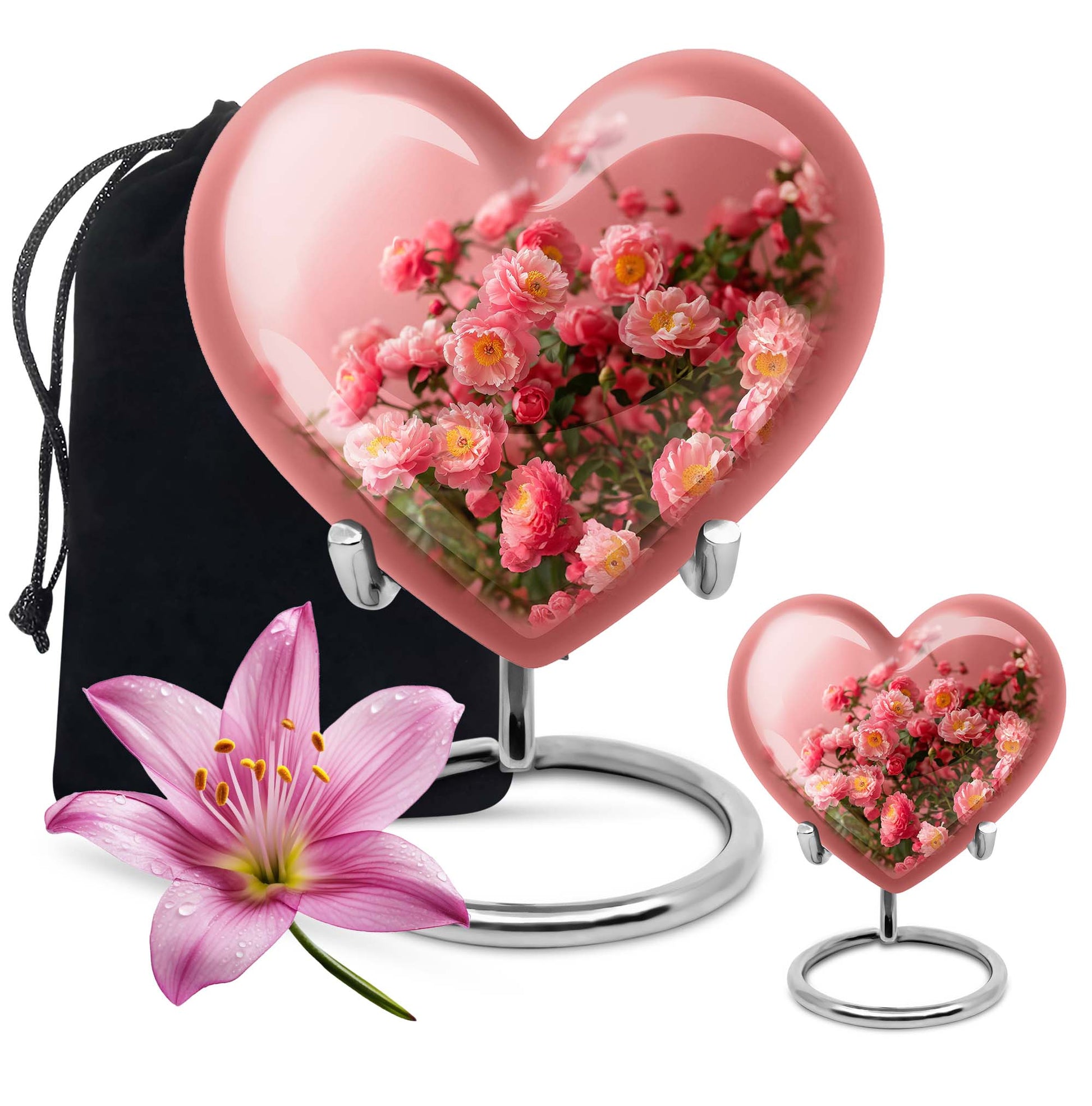 Heart shaped flower Urn for human ashes