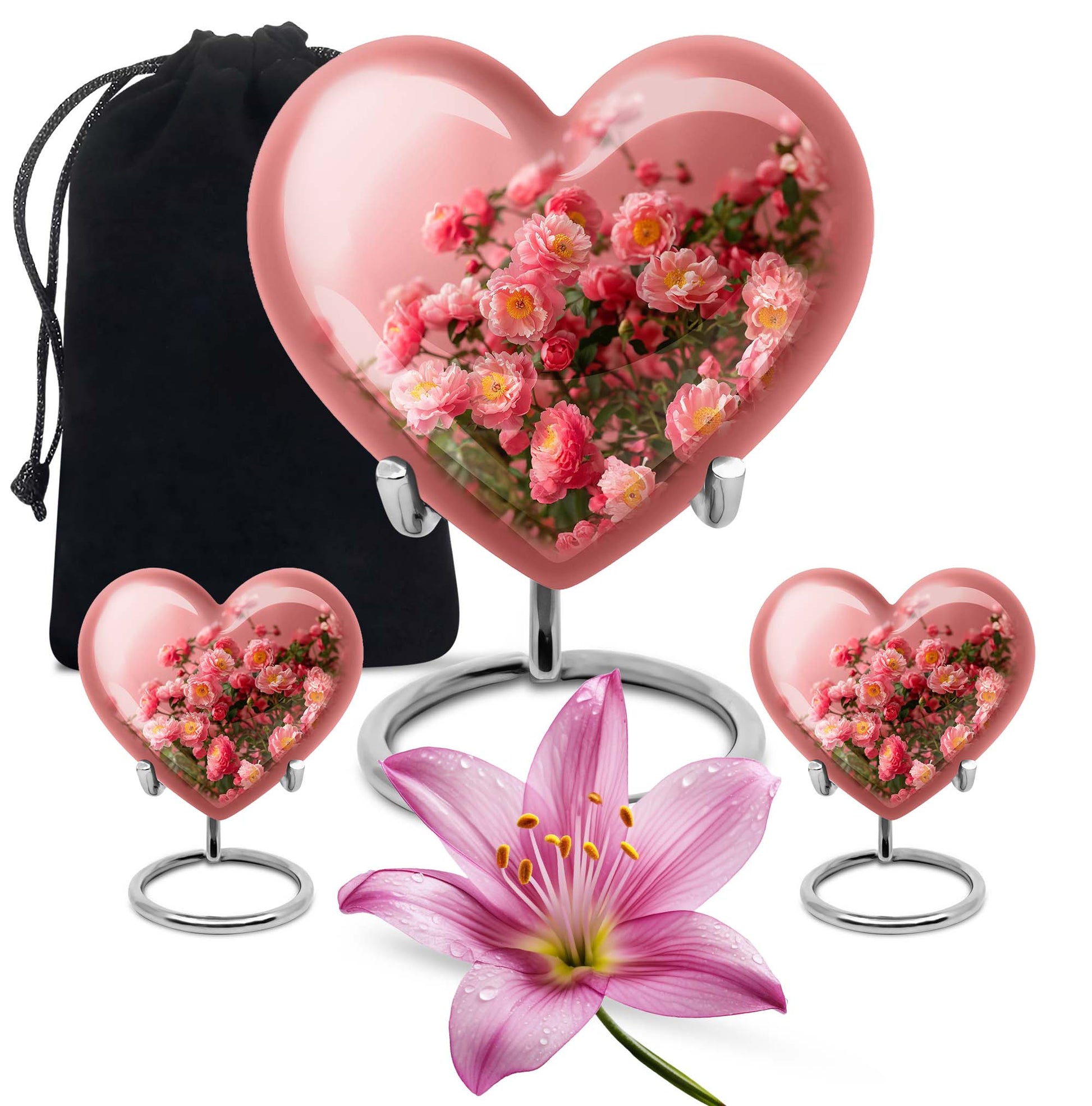 Heart shaped flower Urn for human ashes