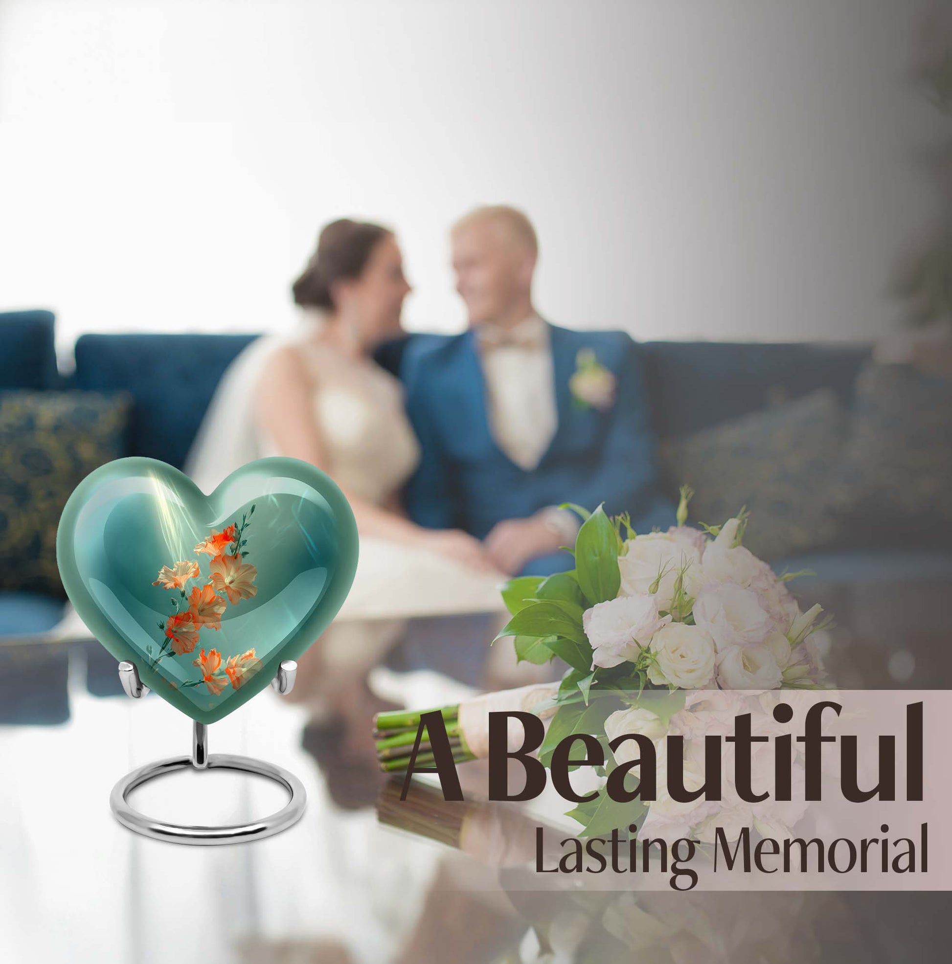 heart-themed flower urn