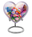 purple meadow heart-shaped funeral urn for mom